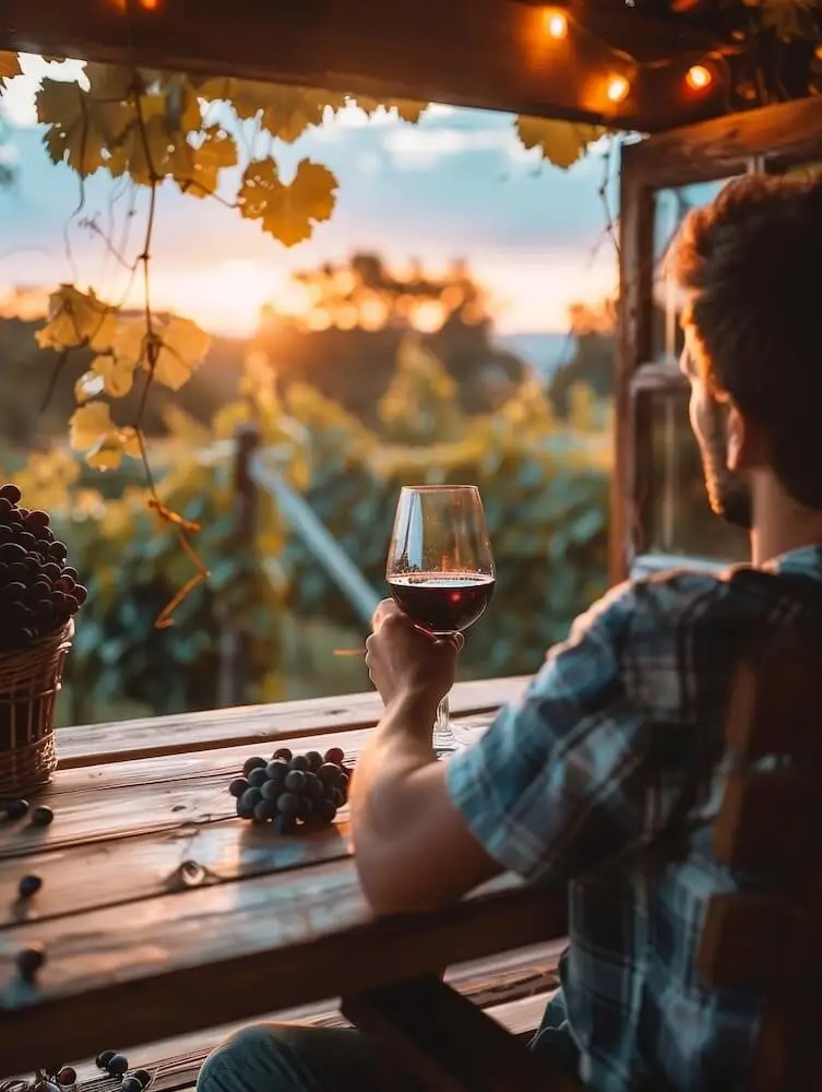 people-enjoying-glass-wine-vineyard-with-nature-sunset-views